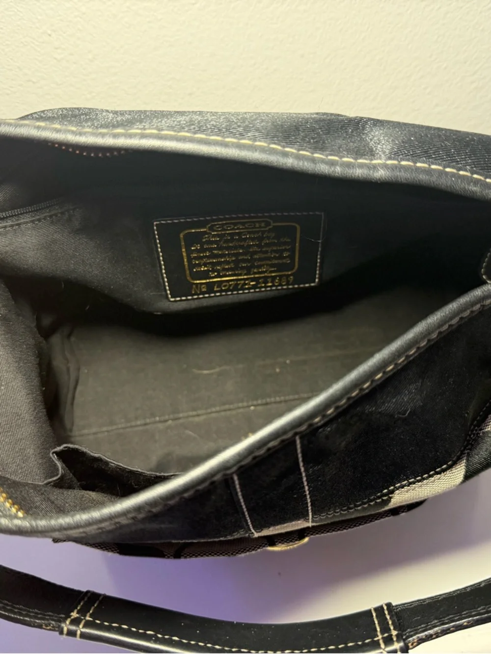 Coach Black and Gray Signature Canvas Shoulder Bag - Picture 9 of 14